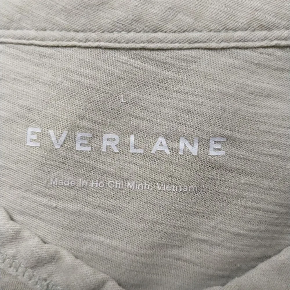 Everlane T Shirt Mens L Green Henley Pullover Tee Slub Cotton Classic Casual - Picture 5 of 9